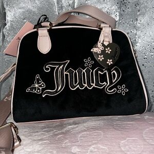 Juicy Couture black and pink flower and butterfly bag